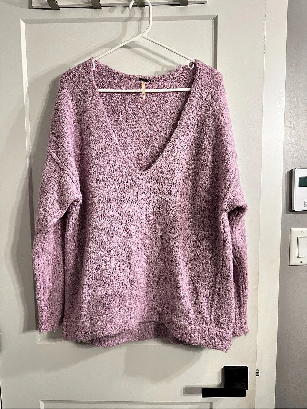 Free People Lofty V-Neck Sweater in Lilac